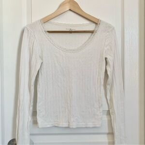 Brandy Melville White Long Sleeve Top